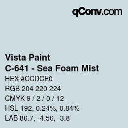 Color code: Vista Paint - C-641 - Sea Foam Mist | qconv.com