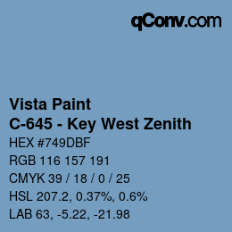 Color code: Vista Paint - C-645 - Key West Zenith | qconv.com