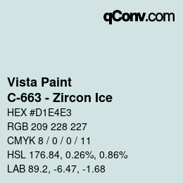 Color code: Vista Paint - C-663 - Zircon Ice | qconv.com