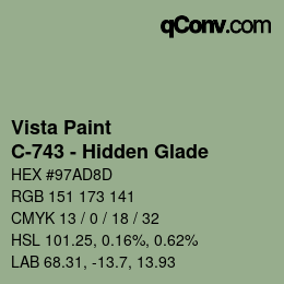 Color code: Vista Paint - C-743 - Hidden Glade | qconv.com