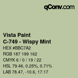 カラーコード: Vista Paint - C-749 - Wispy Mint | qconv.com