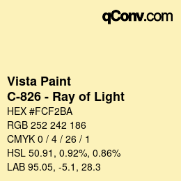 カラーコード: Vista Paint - C-826 - Ray of Light | qconv.com