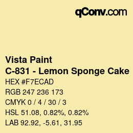 カラーコード: Vista Paint - C-831 - Lemon Sponge Cake | qconv.com