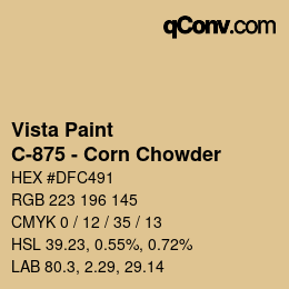 Color code: Vista Paint - C-875 - Corn Chowder | qconv.com