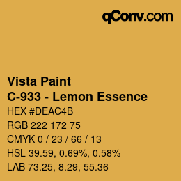 カラーコード: Vista Paint - C-933 - Lemon Essence | qconv.com