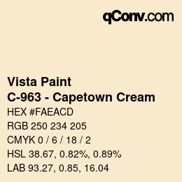 カラーコード: Vista Paint - C-963 - Capetown Cream | qconv.com