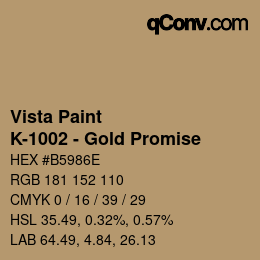 カラーコード: Vista Paint - K-1002 - Gold Promise | qconv.com