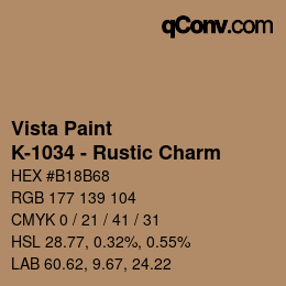 カラーコード: Vista Paint - K-1034 - Rustic Charm | qconv.com
