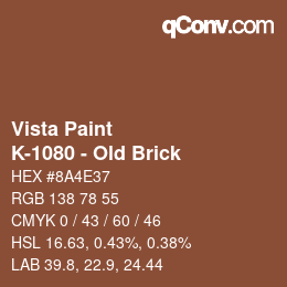 Color code: Vista Paint - K-1080 - Old Brick | qconv.com