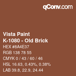 Color code: Vista Paint - K-1080 - Old Brick | qconv.com