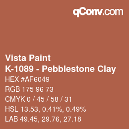 カラーコード: Vista Paint - K-1089 - Pebblestone Clay | qconv.com