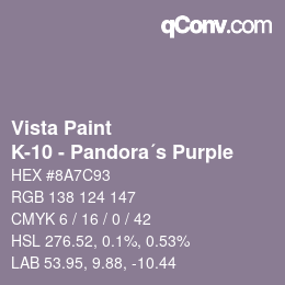 Farbcode: Vista Paint - K-10 - Pandora´s Purple | qconv.com