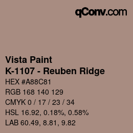 Color code: Vista Paint - K-1107 - Reuben Ridge | qconv.com