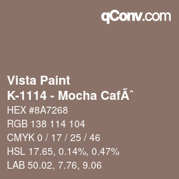 Farbcode: Vista Paint - K-1114 - Mocha CafÃˆ | qconv.com