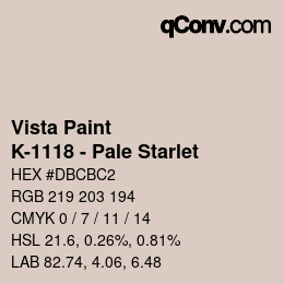 Color code: Vista Paint - K-1118 - Pale Starlet | qconv.com