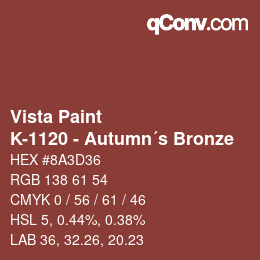 カラーコード: Vista Paint - K-1120 - Autumn´s Bronze | qconv.com