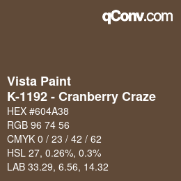 Color code: Vista Paint - K-1192 - Cranberry Craze | qconv.com