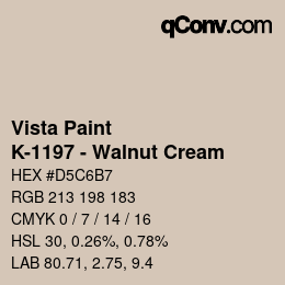 Color code: Vista Paint - K-1197 - Walnut Cream | qconv.com