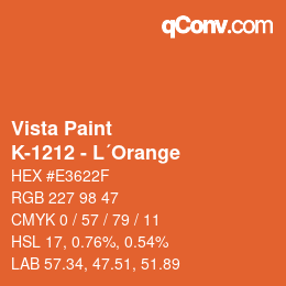 Color code: Vista Paint - K-1212 - L´Orange | qconv.com