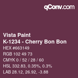 Color code: Vista Paint - K-1234 - Cherry Bon Bon | qconv.com