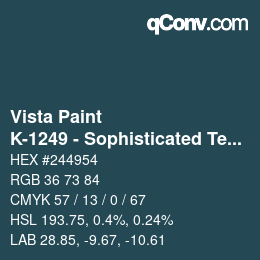 Code couleur: Vista Paint - K-1249 - Sophisticated Teal | qconv.com