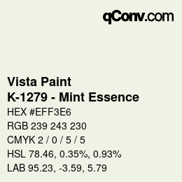 カラーコード: Vista Paint - K-1279 - Mint Essence | qconv.com