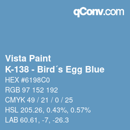 カラーコード: Vista Paint - K-138 - Bird´s Egg Blue | qconv.com