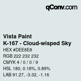 Color code: Vista Paint - K-167 - Cloud-wisped Sky | qconv.com