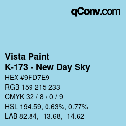 カラーコード: Vista Paint - K-173 - New Day Sky | qconv.com