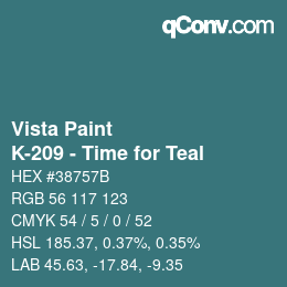 Color code: Vista Paint - K-209 - Time for Teal | qconv.com