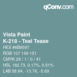 Color code: Vista Paint - K-218 - Teal Tease | qconv.com