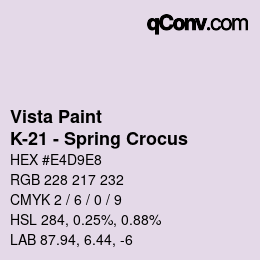 カラーコード: Vista Paint - K-21 - Spring Crocus | qconv.com