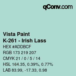 Color code: Vista Paint - K-261 - Irish Lass | qconv.com