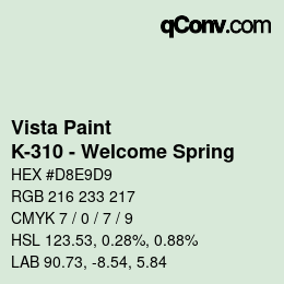 カラーコード: Vista Paint - K-310 - Welcome Spring | qconv.com
