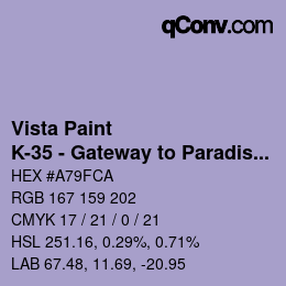 Farbcode: Vista Paint - K-35 - Gateway to Paradise | qconv.com