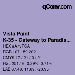 Código de color: Vista Paint - K-35 - Gateway to Paradise | qconv.com