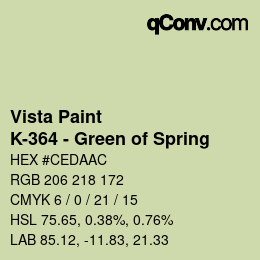 Color code: Vista Paint - K-364 - Green of Spring | qconv.com