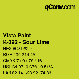 Color code: Vista Paint - K-392 - Sour Lime | qconv.com