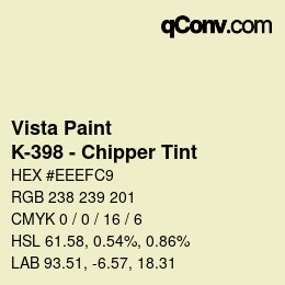 Color code: Vista Paint - K-398 - Chipper Tint | qconv.com