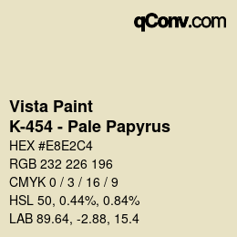 カラーコード: Vista Paint - K-454 - Pale Papyrus | qconv.com