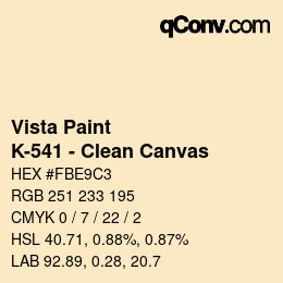 カラーコード: Vista Paint - K-541 - Clean Canvas | qconv.com