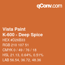 Color code: Vista Paint - K-600 - Deep Spice | qconv.com