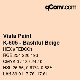 カラーコード: Vista Paint - K-605 - Bashful Beige | qconv.com