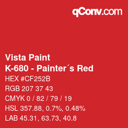 カラーコード: Vista Paint - K-680 - Painter´s Red | qconv.com