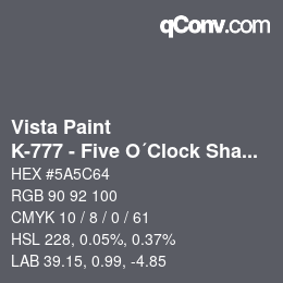 Farbcode: Vista Paint - K-777 - Five O´Clock Shadow | qconv.com