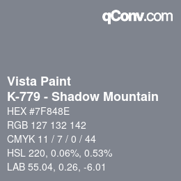Color code: Vista Paint - K-779 - Shadow Mountain | qconv.com