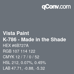 Color code: Vista Paint - K-786 - Made in the Shade | qconv.com