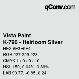 Color code: Vista Paint - K-790 - Heirloom Silver | qconv.com