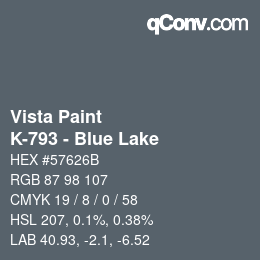 Code couleur: Vista Paint - K-793 - Blue Lake | qconv.com