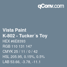Color code: Vista Paint - K-802 - Tucker´s Toy | qconv.com